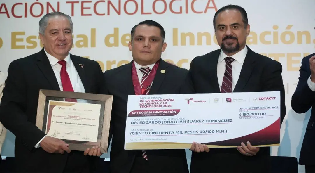 Entregan a investigador de la UAT el Premio Estatal de la Innovación 2026